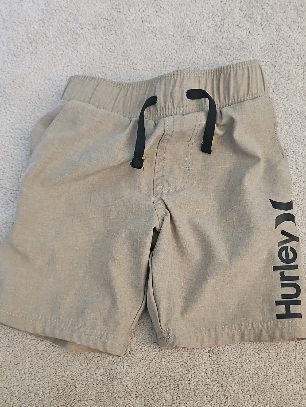 Hurley Beige Kids Drawstring Shorts with Black Logo